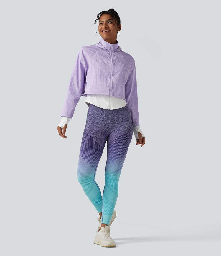 Durable Water Repellent Hooded Thumb Holes Curved Hem Running 3-in-1 Jacket with Pockets