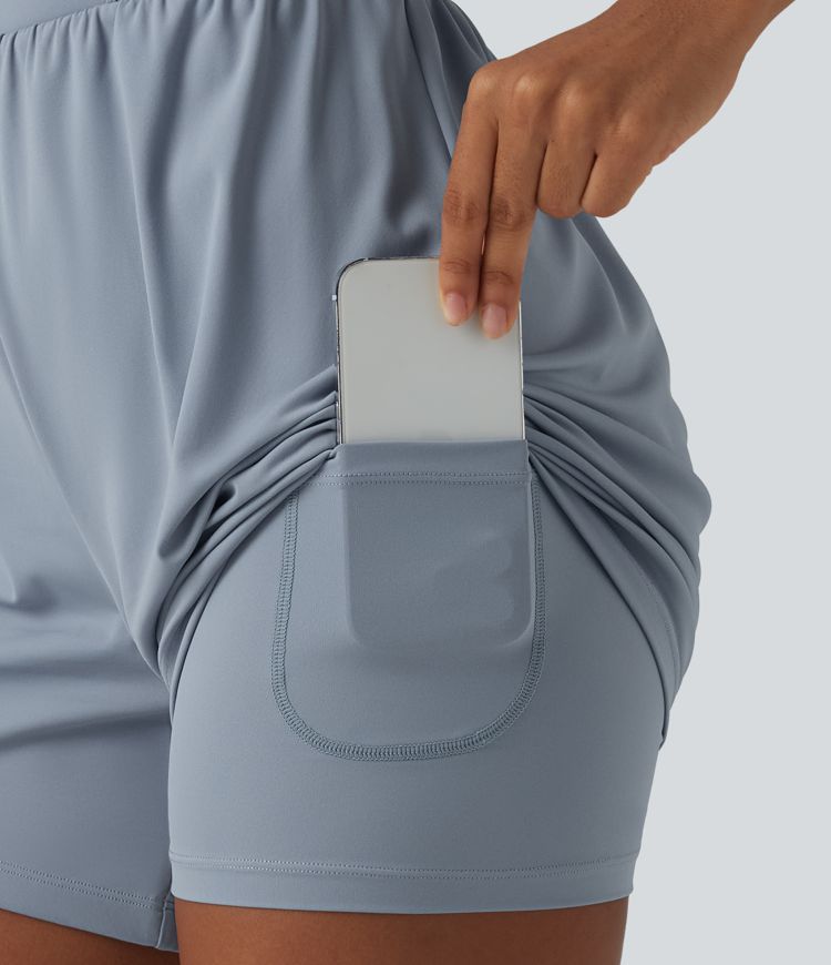 SoftlyZero™ Airy Twisted Backless Adjustable Straps 2-in-1 Built-in Bra Cool Touch Yoga Romper with Pocket-Easy Peezy