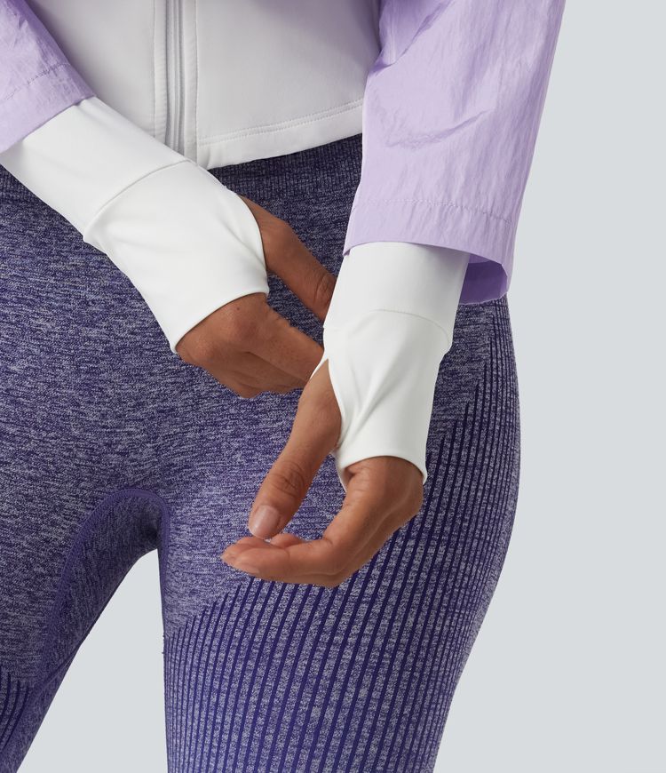 Durable Water Repellent Hooded Thumb Holes Curved Hem Running 3-in-1 Jacket with Pockets