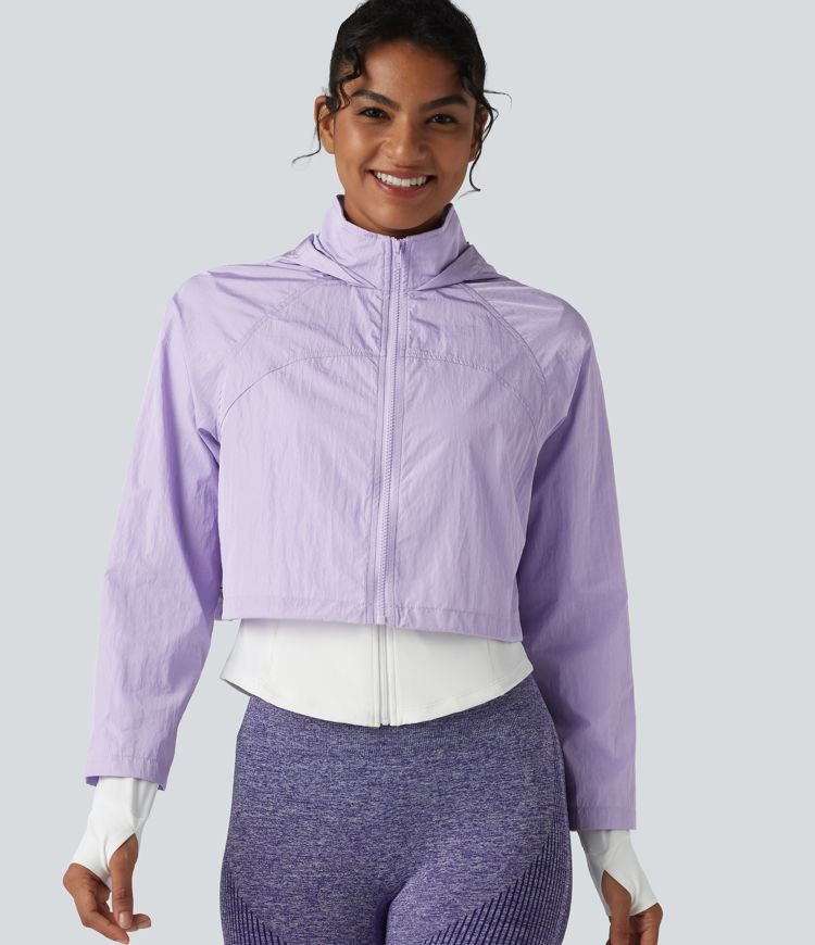 Durable Water Repellent Hooded Thumb Holes Curved Hem Running 3-in-1 Jacket with Pockets