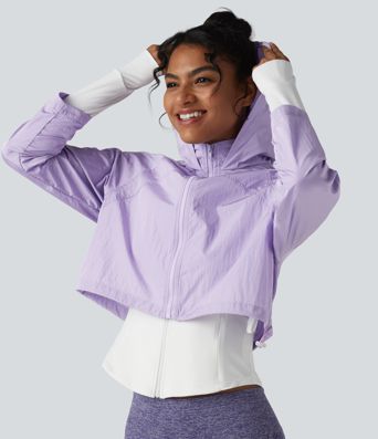 Durable Water Repellent Hooded Thumb Holes Curved Hem Running 3-in-1 Jacket with Pockets