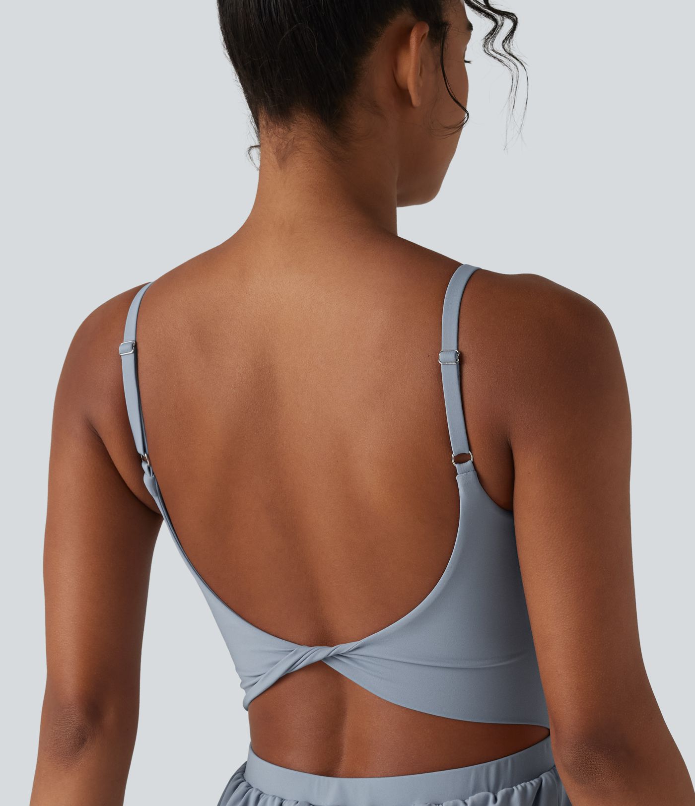 SoftlyZero™ Airy Twisted Backless Adjustable Straps 2-in-1 Built-in Bra Cool Touch Yoga Romper with Pocket-Easy Peezy