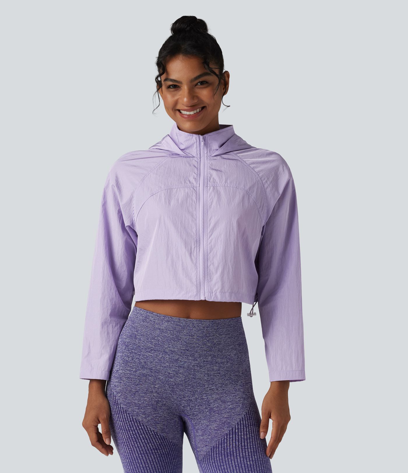 Durable Water Repellent Hooded Thumb Holes Curved Hem Running 3-in-1 Jacket with Pockets