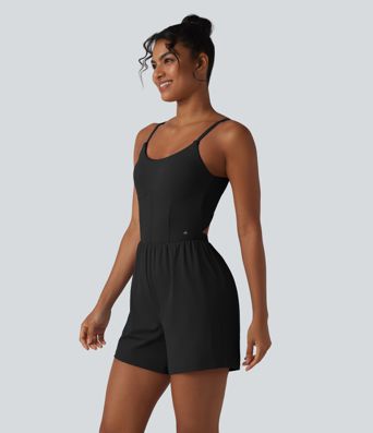 SoftlyZero™ Airy Twisted Backless Adjustable Straps 2-in-1 Built-in Bra Cool Touch Yoga Romper with Pocket-Easy Peezy