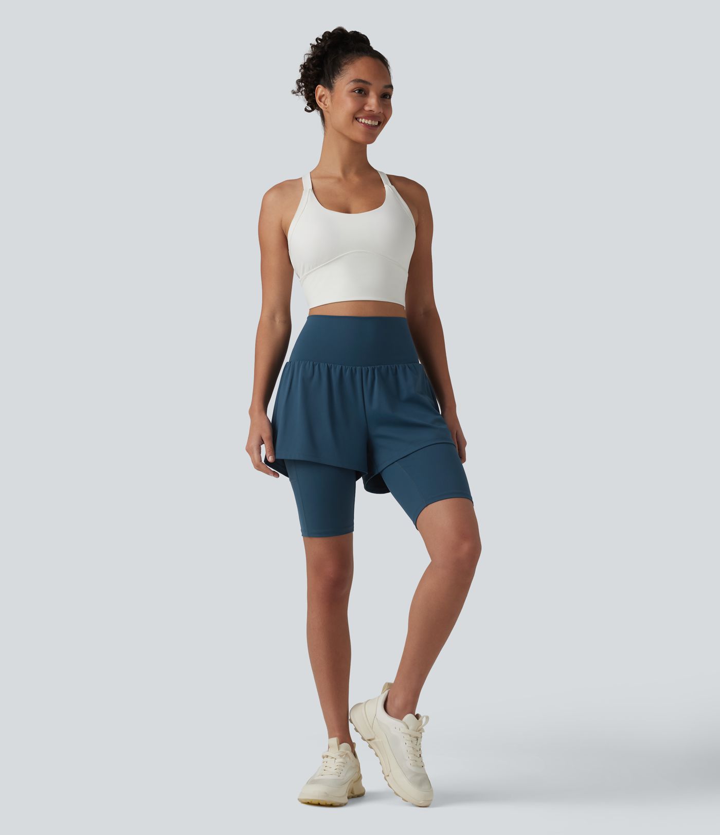 SoftlyZero™ Airy Super High Waisted 2-in-1 Cool Touch Yoga Shorts 9'' with Pockets