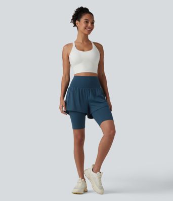 SoftlyZero™ Airy Super High Waisted 2-in-1 Cool Touch Yoga Shorts 9'' with Pockets