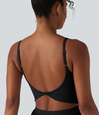 SoftlyZero™ Airy Twisted Backless Adjustable Straps 2-in-1 Built-in Bra Cool Touch Yoga Romper with Pocket-Easy Peezy