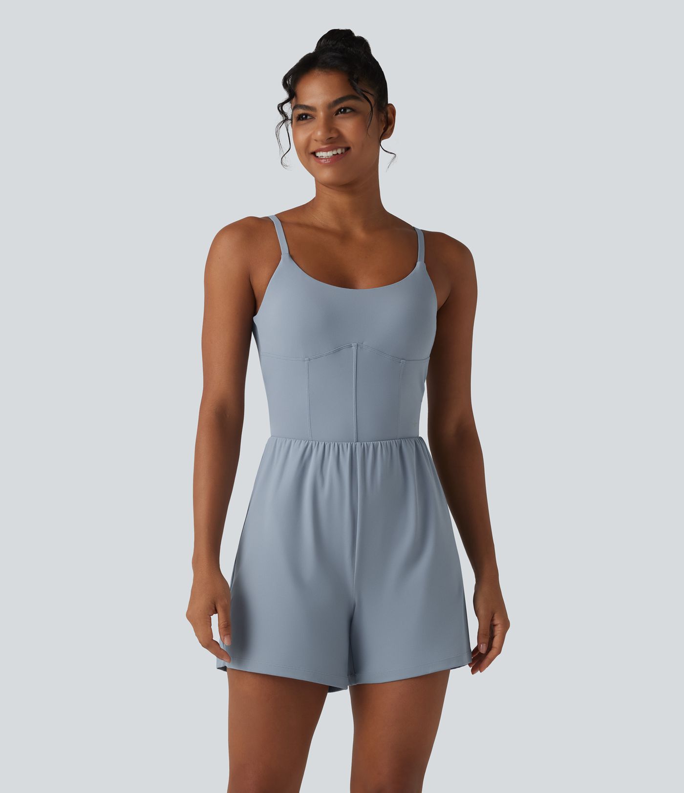SoftlyZero™ Airy Twisted Backless Adjustable Straps 2-in-1 Built-in Bra Cool Touch Yoga Romper with Pocket-Easy Peezy