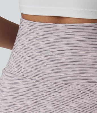 High Waisted Tummy Control 2-in-1 Stripe Mini Workout Skirt with Pockets