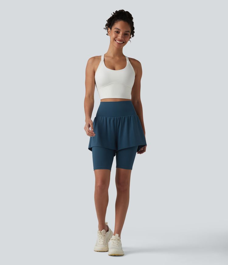 SoftlyZero™ Airy Super High Waisted 2-in-1 Cool Touch Yoga Shorts 9'' with Pockets