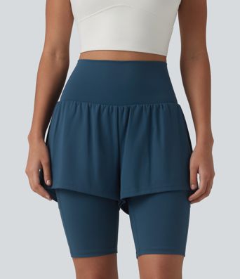SoftlyZero™ Airy Super High Waisted 2-in-1 Cool Touch Yoga Shorts 9'' with Pockets