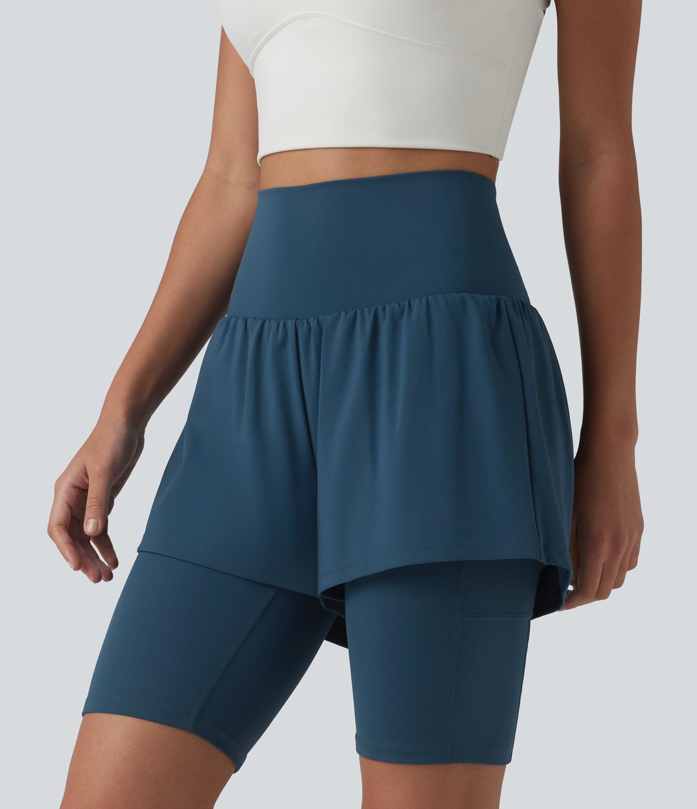 SoftlyZero™ Airy Super High Waisted 2-in-1 Cool Touch Yoga Shorts 9'' with Pockets