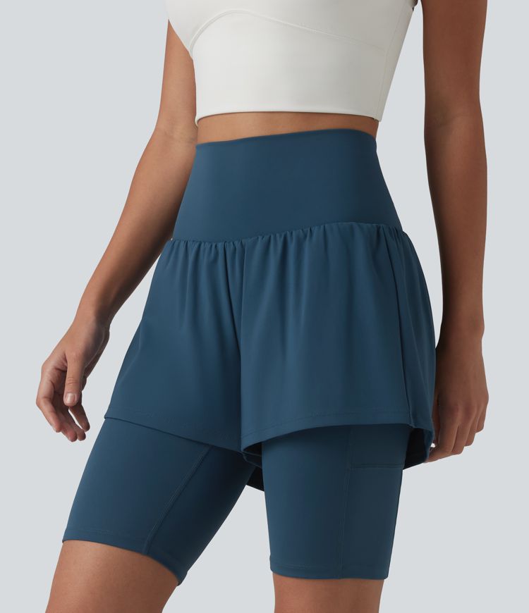 SoftlyZero™ Airy Super High Waisted 2-in-1 Cool Touch Yoga Shorts 9'' with Pockets