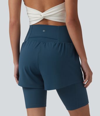 SoftlyZero™ Airy Super High Waisted 2-in-1 Cool Touch Yoga Shorts 9'' with Pockets
