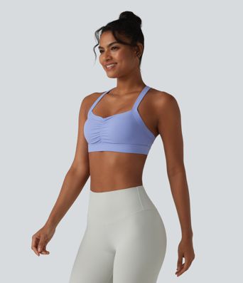 Geraffter Yoga-Sport-BH mit geringem Support