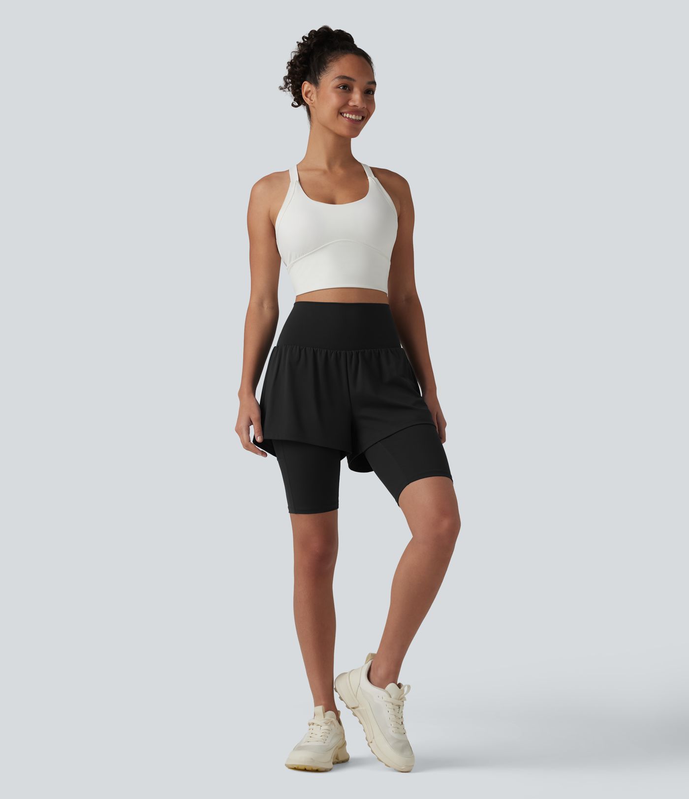 SoftlyZero™ Airy Super High Waisted 2-in-1 Cool Touch Yoga Shorts 9'' with Pockets