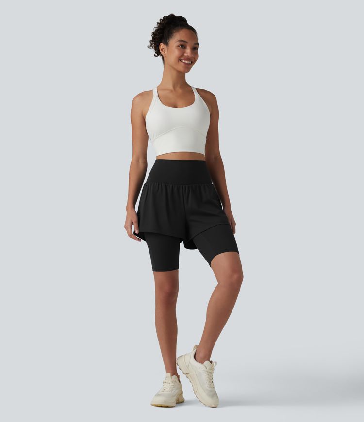 SoftlyZero™ Airy Super High Waisted 2-in-1 Cool Touch Yoga Shorts 9'' with Pockets