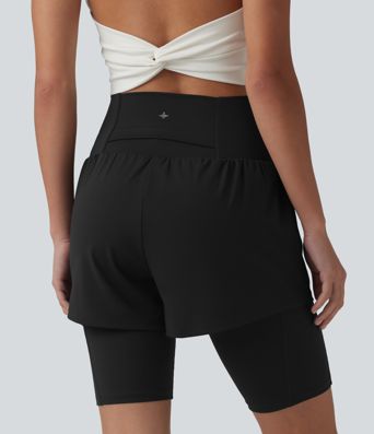 SoftlyZero™ Airy Super High Waisted 2-in-1 Cool Touch Yoga Shorts 9'' with Pockets