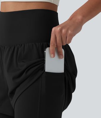 SoftlyZero™ Airy Super High Waisted 2-in-1 Cool Touch Yoga Shorts 9'' with Pockets
