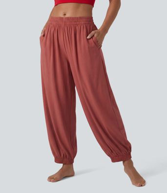 Breezeful™ High Waisted Barrel Leg Quick Dry Yoga Joggers with Pockets