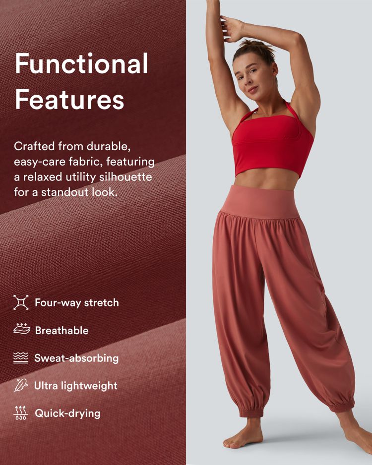 Breezeful™ High Waisted Barrel Leg Quick Dry Yoga Joggers with Pockets