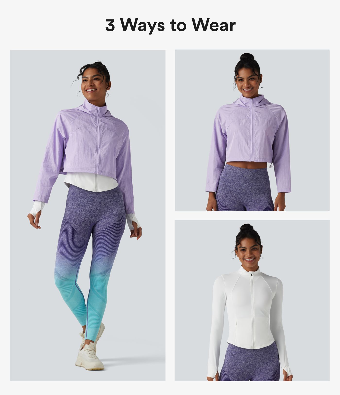 Durable Water Repellent Hooded Thumb Holes Curved Hem Running 3-in-1 Jacket with Pockets