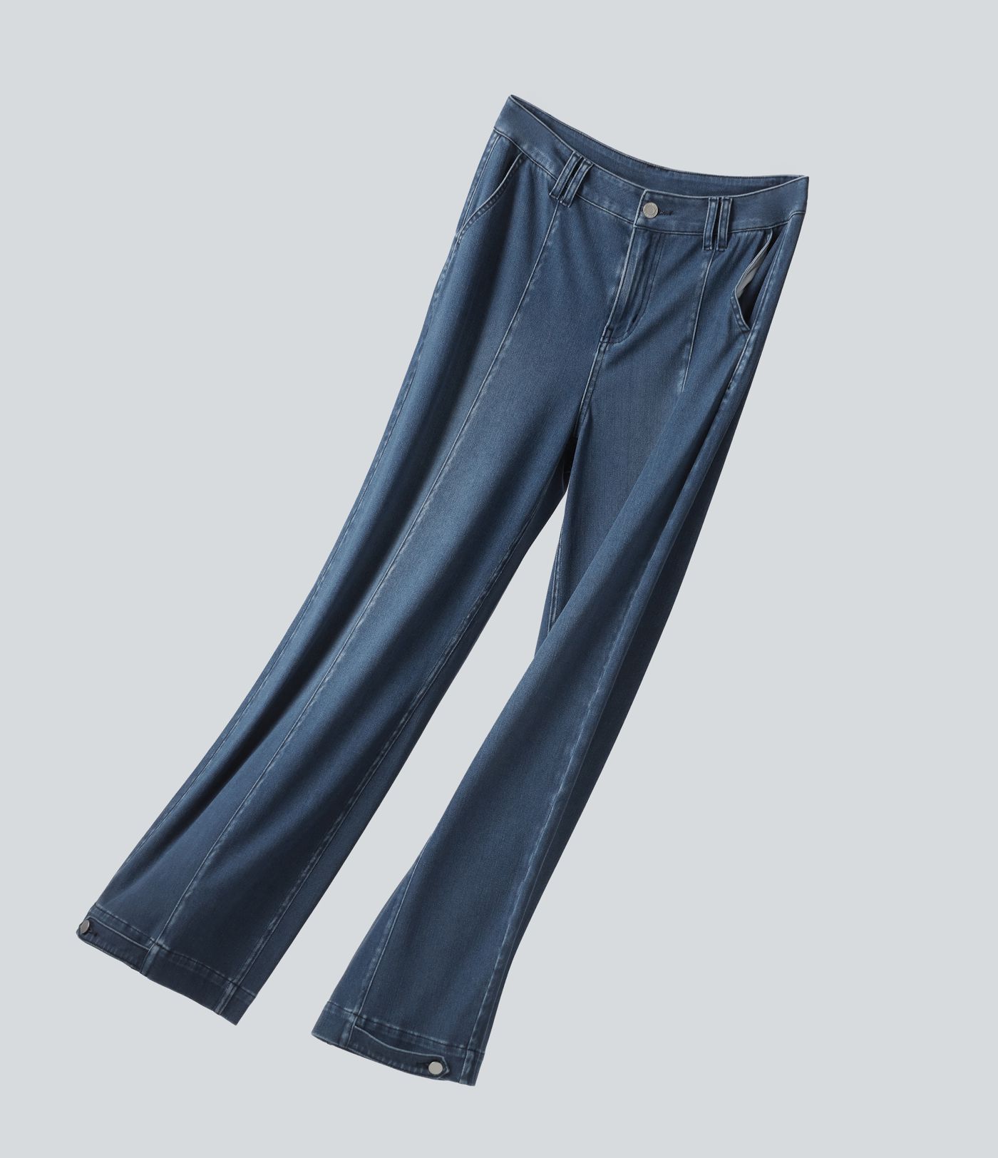 Halara Flex™ Mid Rise Adjustable Hem Draped Lyocell Washed Casual Baggy Wide Leg Jeans with Pockets