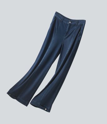 Halara Flex™ Mid Rise Adjustable Hem Draped Lyocell Washed Casual Baggy Wide Leg Jeans with Pockets