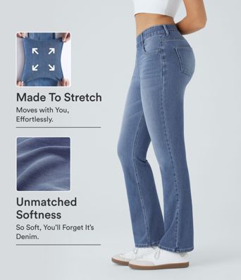 Halara Flex™ High Waisted Pockets Washed Casual Bootcut Jeans
