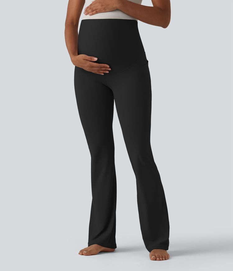SoftlyZero™ Super High Waisted Flare Yoga Maternity Leggings with Pockets