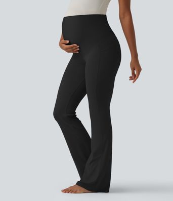 SoftlyZero™ Super High Waisted Flare Yoga Maternity Leggings with Pockets