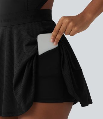 Backless Sleeveless Pockets Breathable Mesh Yoga Romper with Detachable Skirt-Easy Peezy