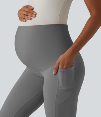 SoftlyZero™ Super High Waisted Flare Yoga Maternity Leggings with Pockets