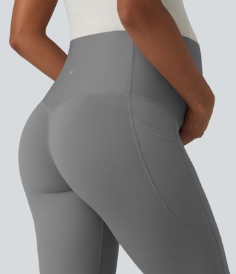SoftlyZero™ Super High Waisted Flare Yoga Maternity Leggings with Pockets