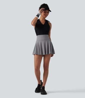 SoftlyZero™ Airy High Waisted 2-in-1 Cool Touch Flare Mini Tennis Skirt with Pockets-UPF50+