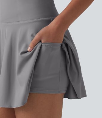 SoftlyZero™ Airy High Waisted 2-in-1 Cool Touch Flare Mini Tennis Skirt with Pockets-UPF50+
