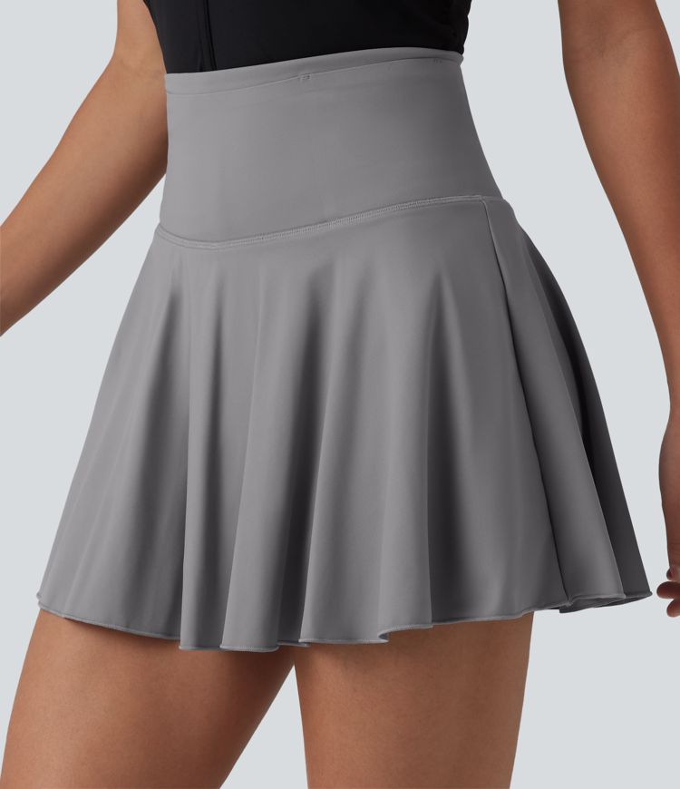 SoftlyZero™ Airy High Waisted 2-in-1 Cool Touch Flare Mini Tennis Skirt with Pockets-UPF50+