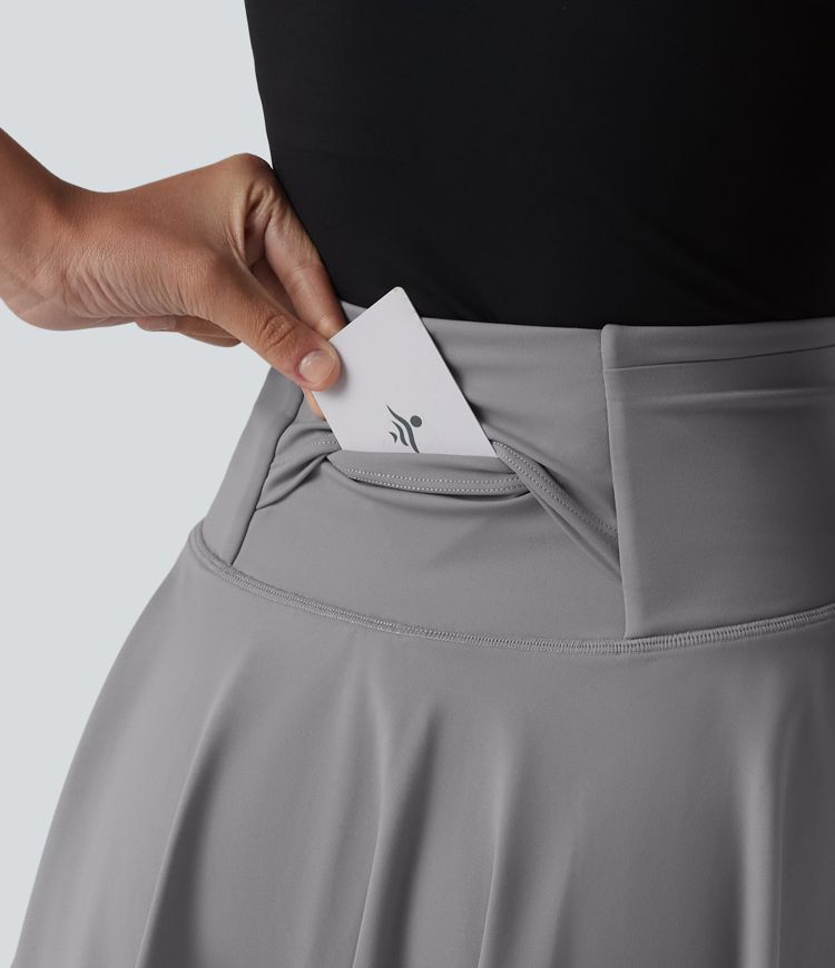 SoftlyZero™ Airy High Waisted 2-in-1 Cool Touch Flare Mini Tennis Skirt with Pockets-UPF50+