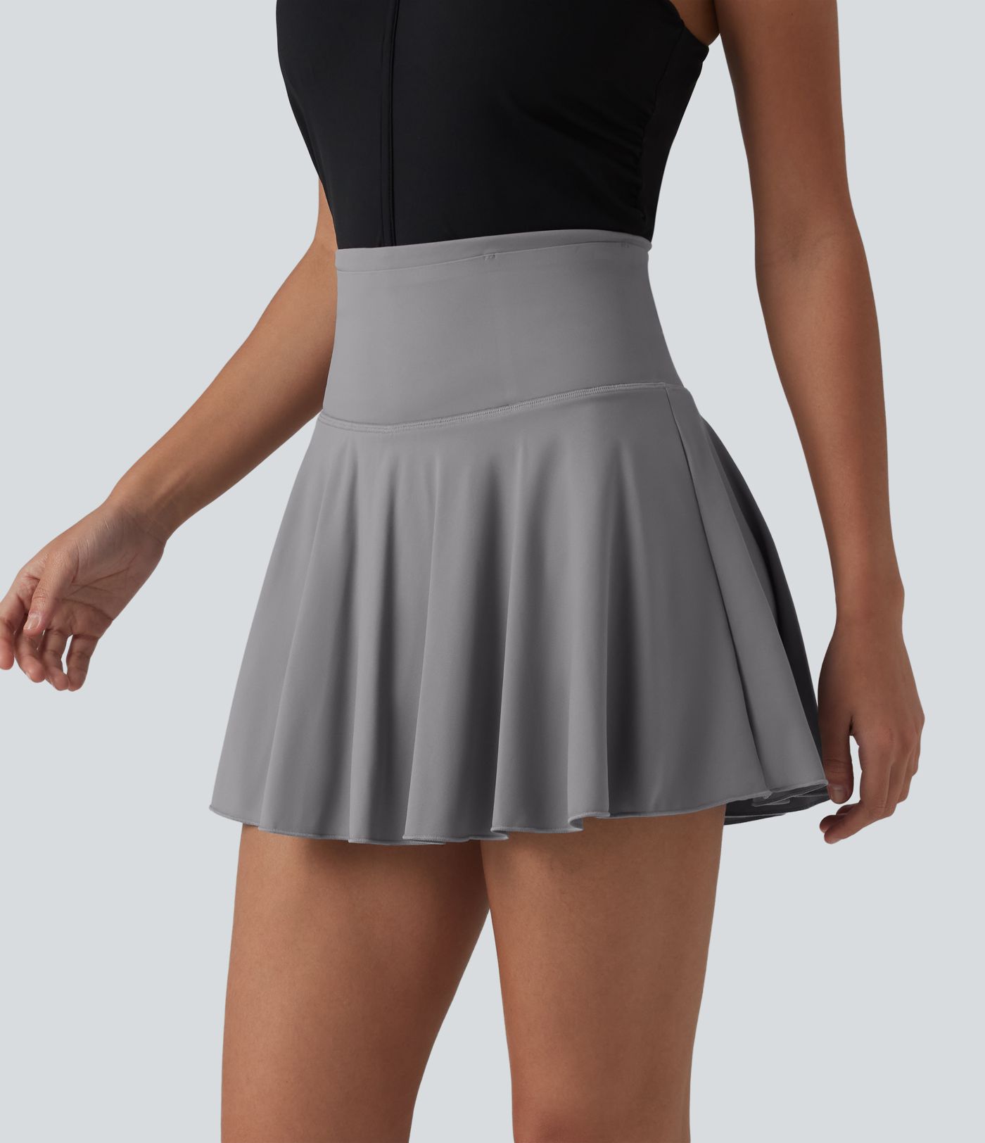 SoftlyZero™ Airy High Waisted 2-in-1 Cool Touch Flare Mini Tennis Skirt with Pockets-UPF50+