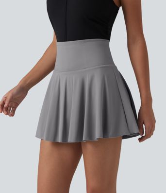 SoftlyZero™ Airy High Waisted 2-in-1 Cool Touch Flare Mini Tennis Skirt with Pockets-UPF50+