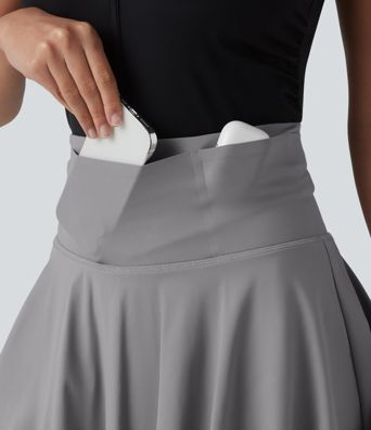 SoftlyZero™ Airy High Waisted 2-in-1 Cool Touch Flare Mini Tennis Skirt with Pockets-UPF50+