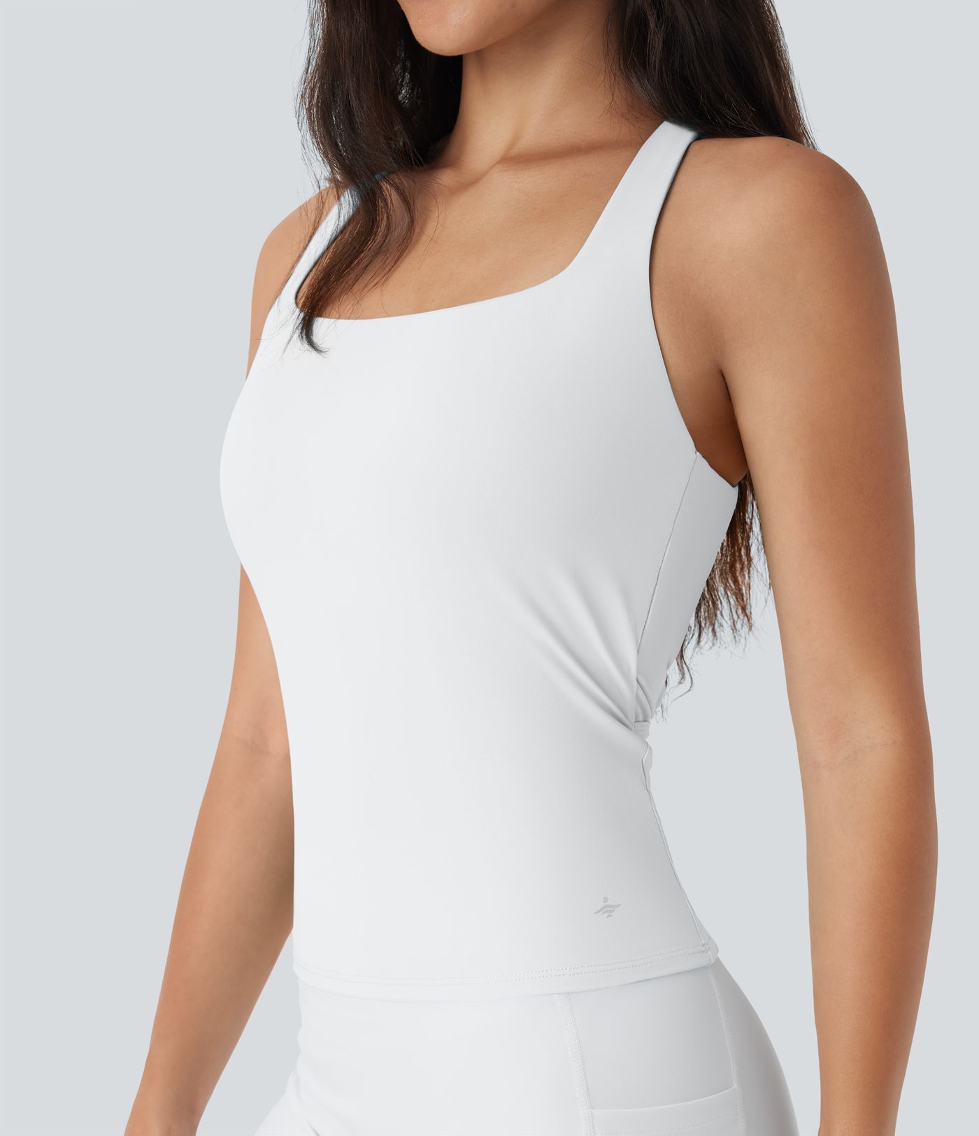 Softlyzero™ Airy Square Neck Backless Crisscross Cropped Cool Touch Running Tank Top-Longer Length-UPF50+ Softlyzero™ Airy Square Neck Backless Crisscross Cropped Cool Touch Running Tank Top-Longer Length-UPF50+