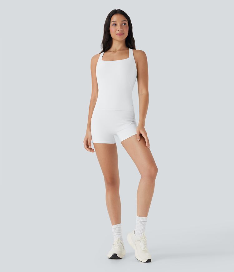 Softlyzero™ Airy Square Neck Backless Crisscross Cropped Cool Touch Running Tank Top-Longer Length-UPF50+ Softlyzero™ Airy Square Neck Backless Crisscross Cropped Cool Touch Running Tank Top-Longer Length-UPF50+