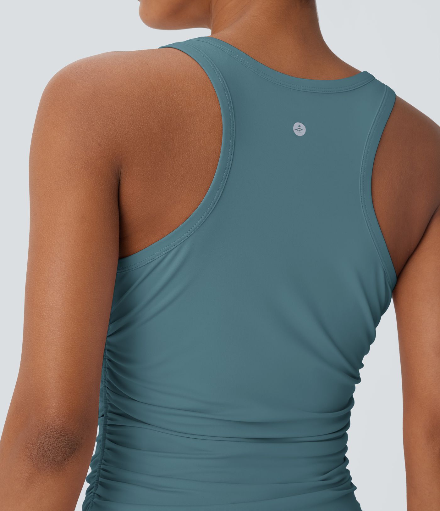 Round Neck Racerback Ruched Yoga Tank Top