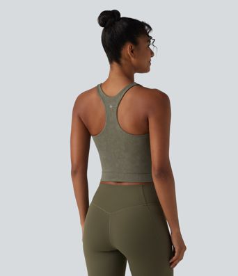U Neck Built-in Bra Racerback Cropped Yoga Tank Top