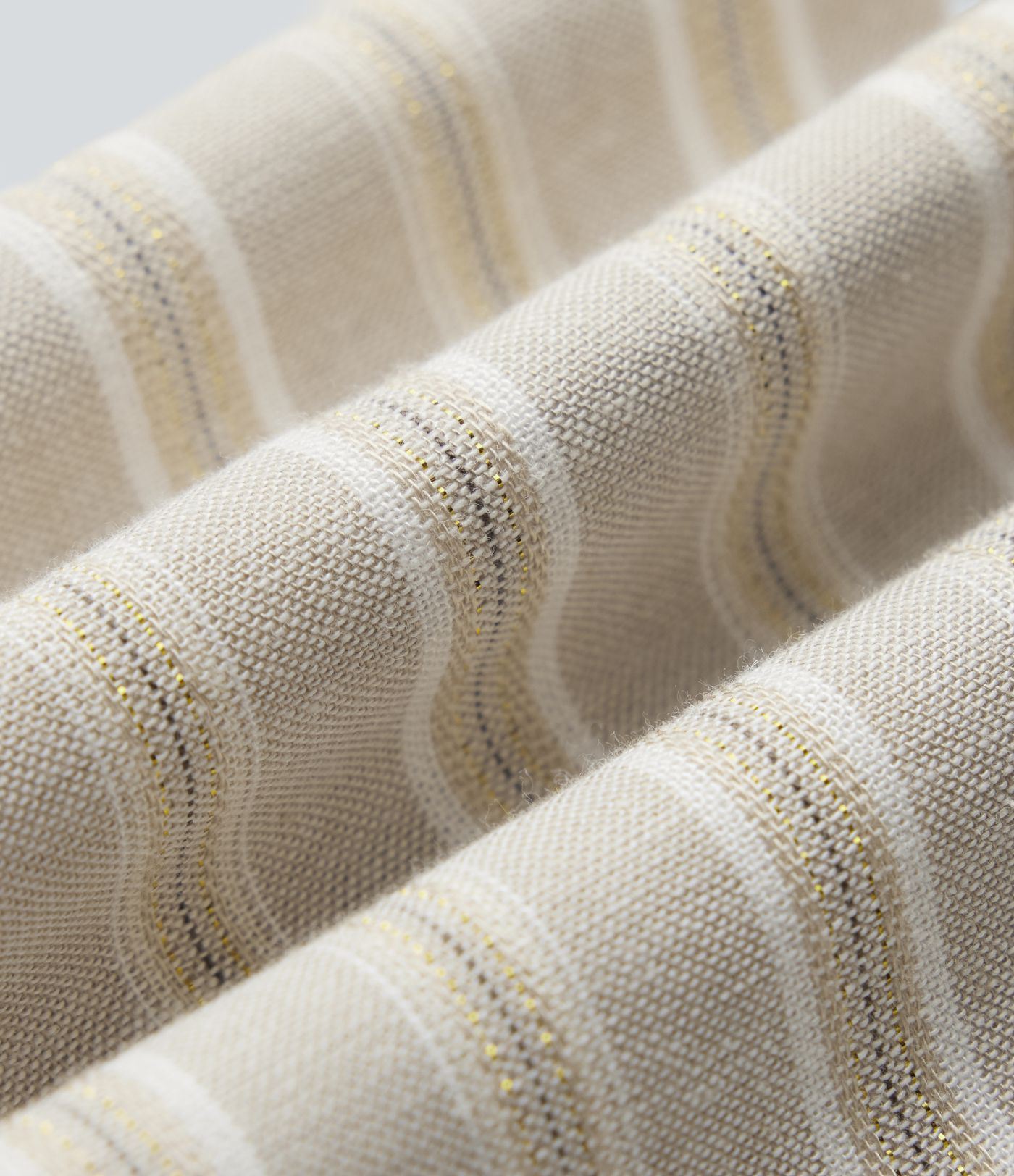 Pantalon tailleur large en lin rayé taille haute avec cordon de serrage et poches