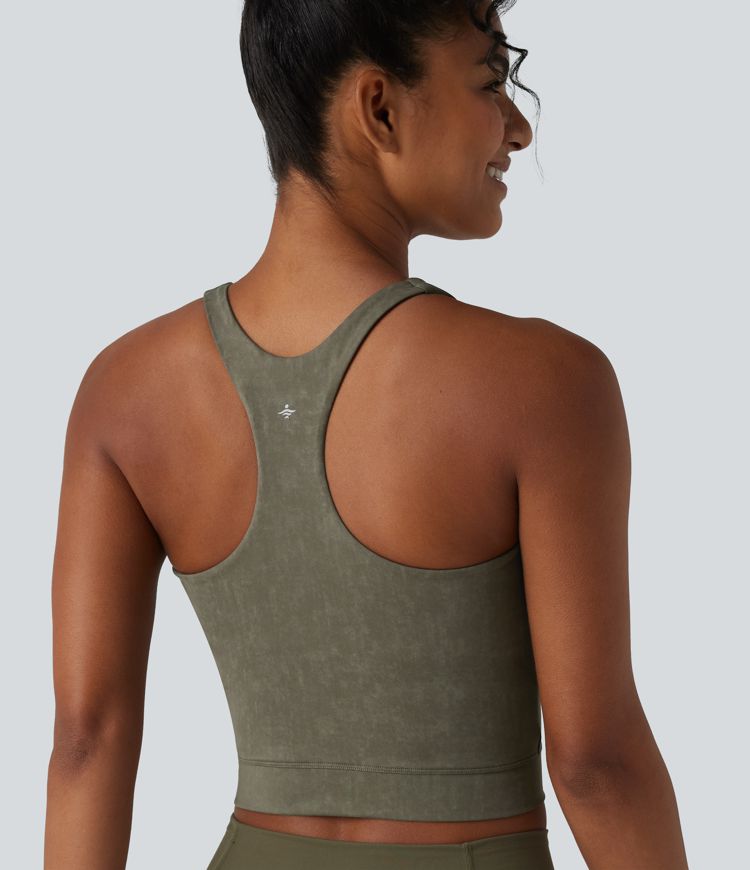 U Neck Built-in Bra Racerback Cropped Yoga Tank Top