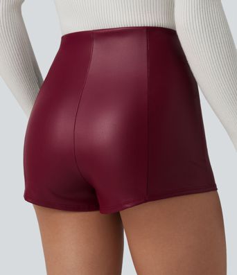 High Waisted Skinny Stretchy PU Casual Shorts
