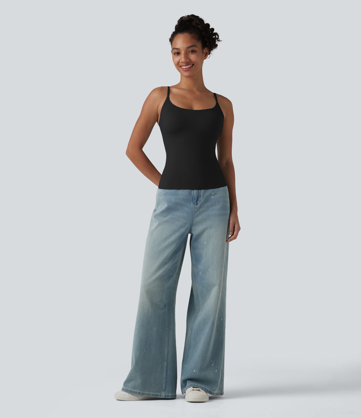 Scoop Neck Built-in Bra Casual Tank Top B-E Cups
