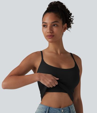 Scoop Neck Built-in Bra Casual Tank Top B-E Cups
